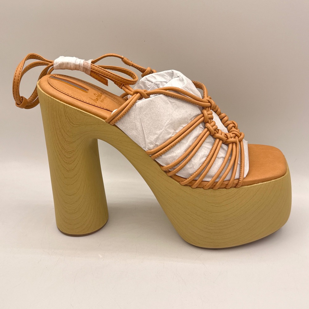 Sam Edelman Gia Platform Sandals Womens 9M Sand Vachetta Leather Wood Block Heel - Picture 10 of 16